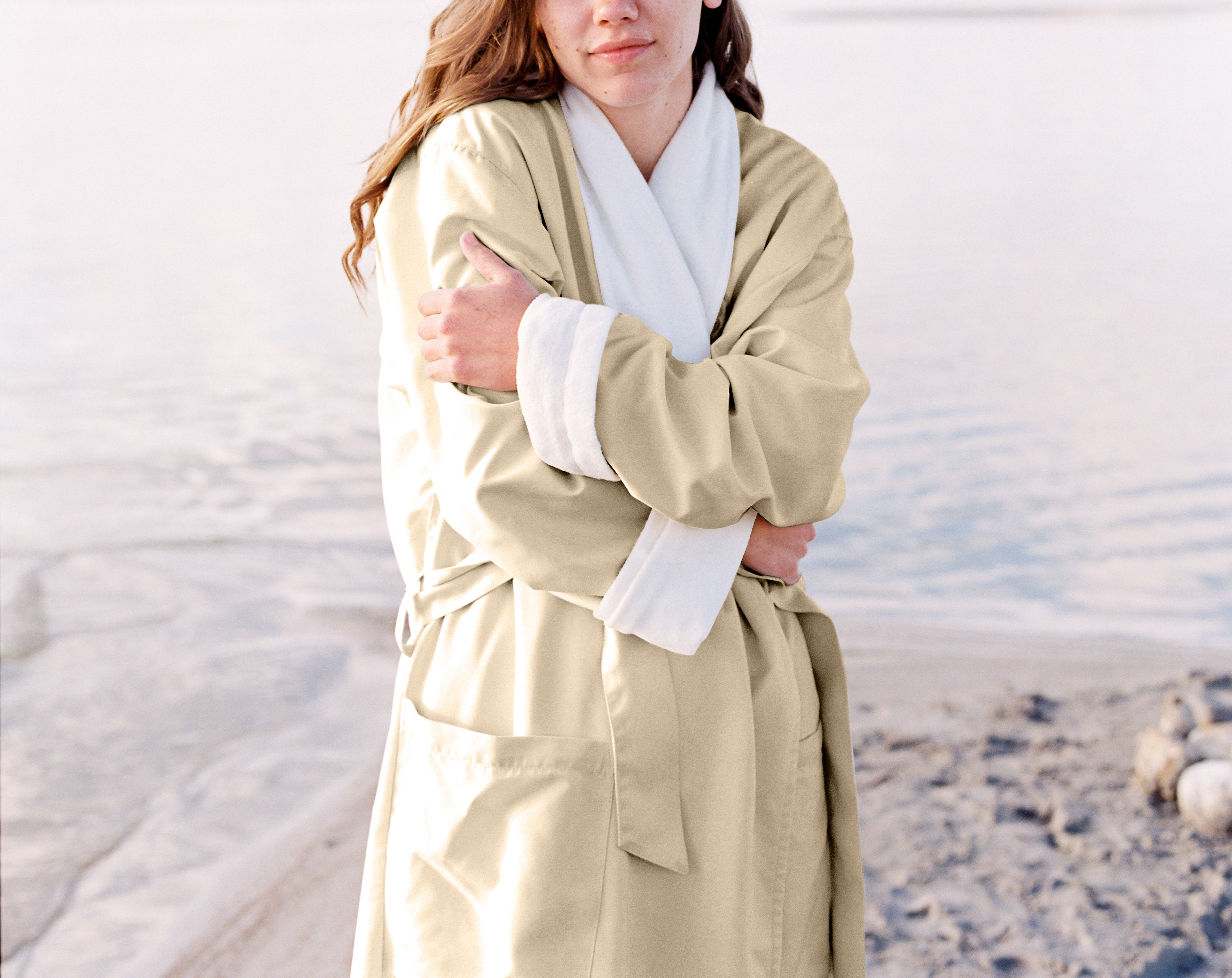 robeworks shawl bathrobe stone and white