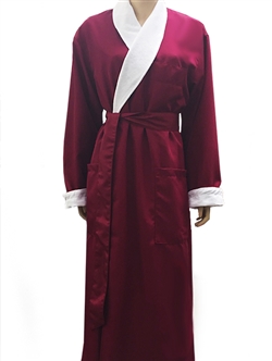 Burgundy & White Bathrobe