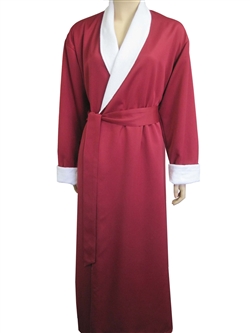 Burgundy & White Bathrobe