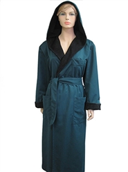 Evergreen & Black Hooded Bathrobe